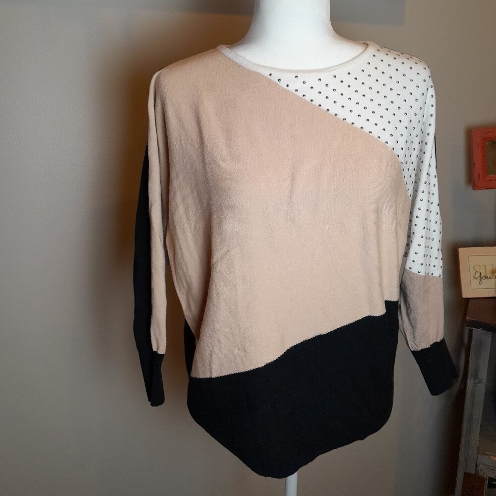 Colorblock Women's Top - Black, Cream, and White